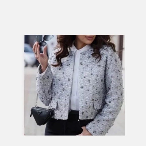 BLOGGERS FAVE NWOT ZARA Gray Structured Blazer - Picture 9 of 16